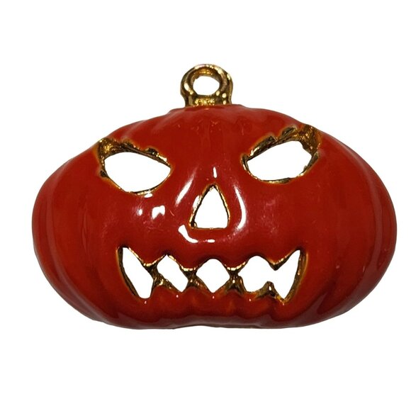 Vintage Halloween Jack O'Lantern Pumpkin Charm Pendant Jewelry Crafting DIY - Picture 1 of 4